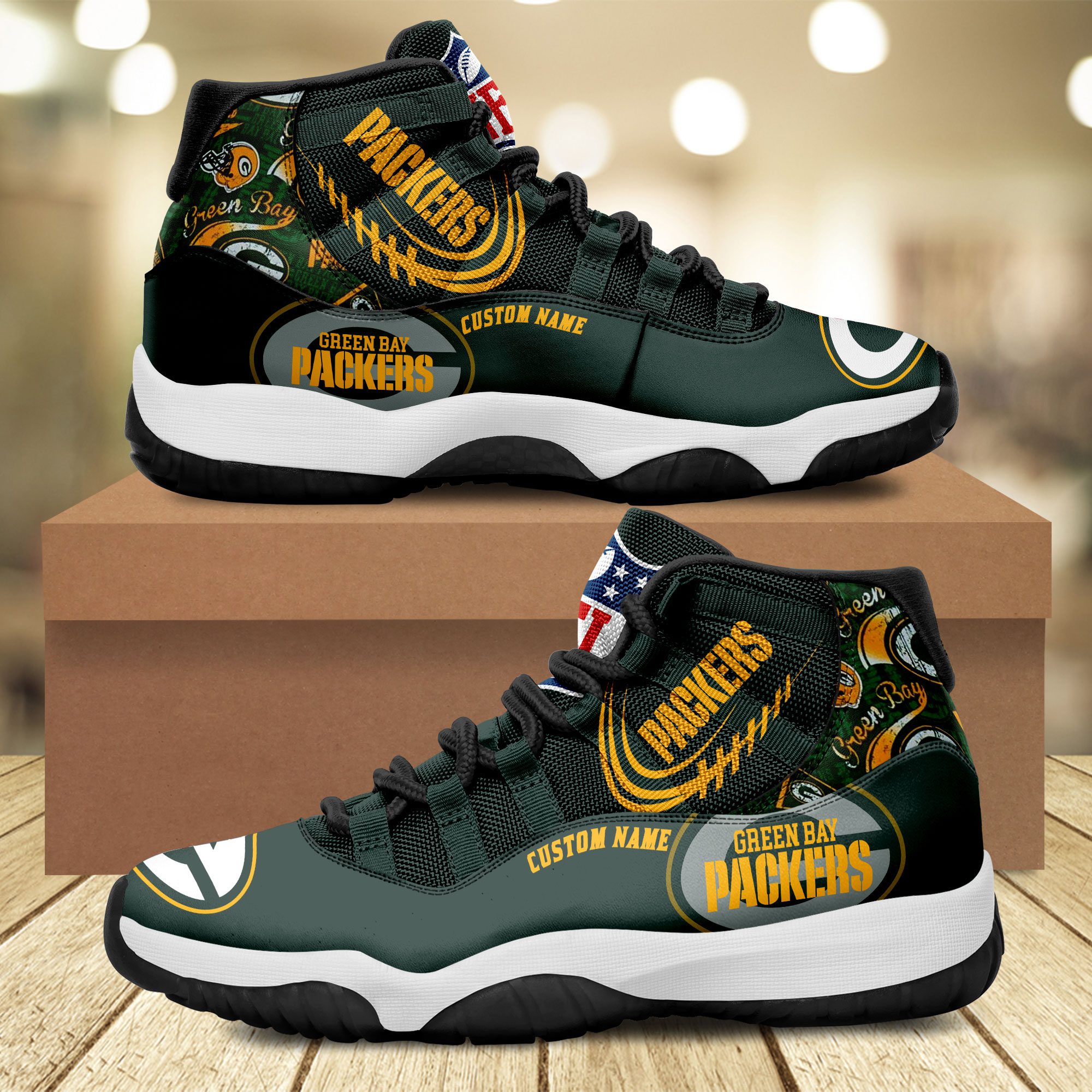 Green-Bay-Packers-Personalized-JD11-Sneaker-Basketball-Shoes Green Bay Packers Personalized JD11 Sneaker Basketball Shoes