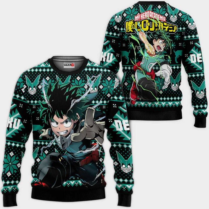 Izuku-Midoriya-Ugly-Christmas-Sweater-Pullover-Hoodie-Custom-Anime-Xmas-Gifts Izuku Midoriya Ugly Christmas Sweater Pullover Hoodie Custom Anime Xmas Gifts
