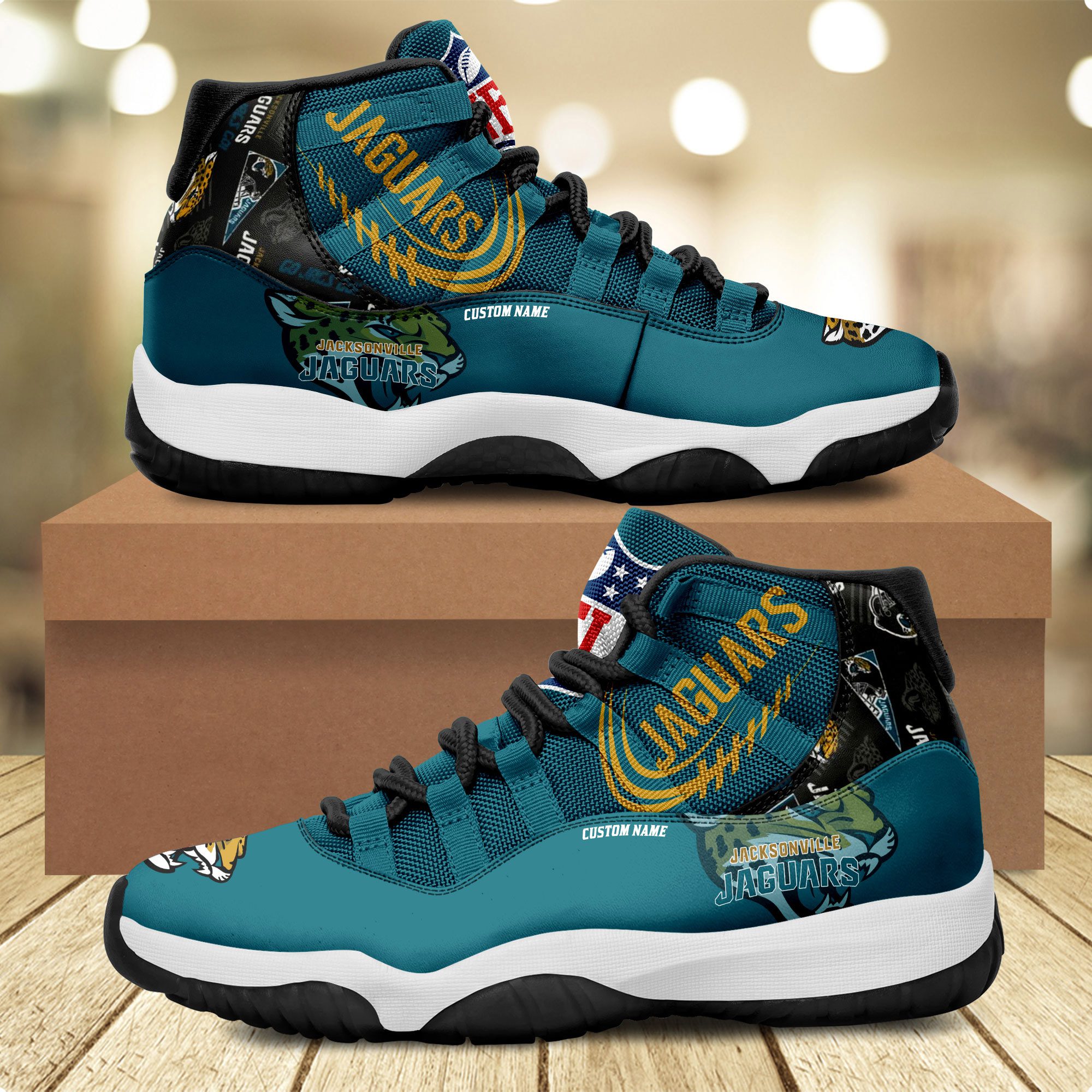 Jacksonville-Jaguars-Personalized-JD11-Sneaker-Basketball-Shoes Jacksonville Jaguars Personalized JD11 Sneaker Basketball Shoes