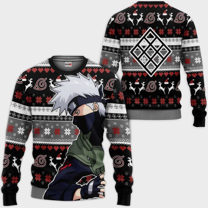 Kakashi-Hatake-Ugly-Christmas-Sweater-Pullover-Hoodie-Custom-Anime Kakashi Hatake Ugly Christmas Sweater Pullover Hoodie Custom Anime