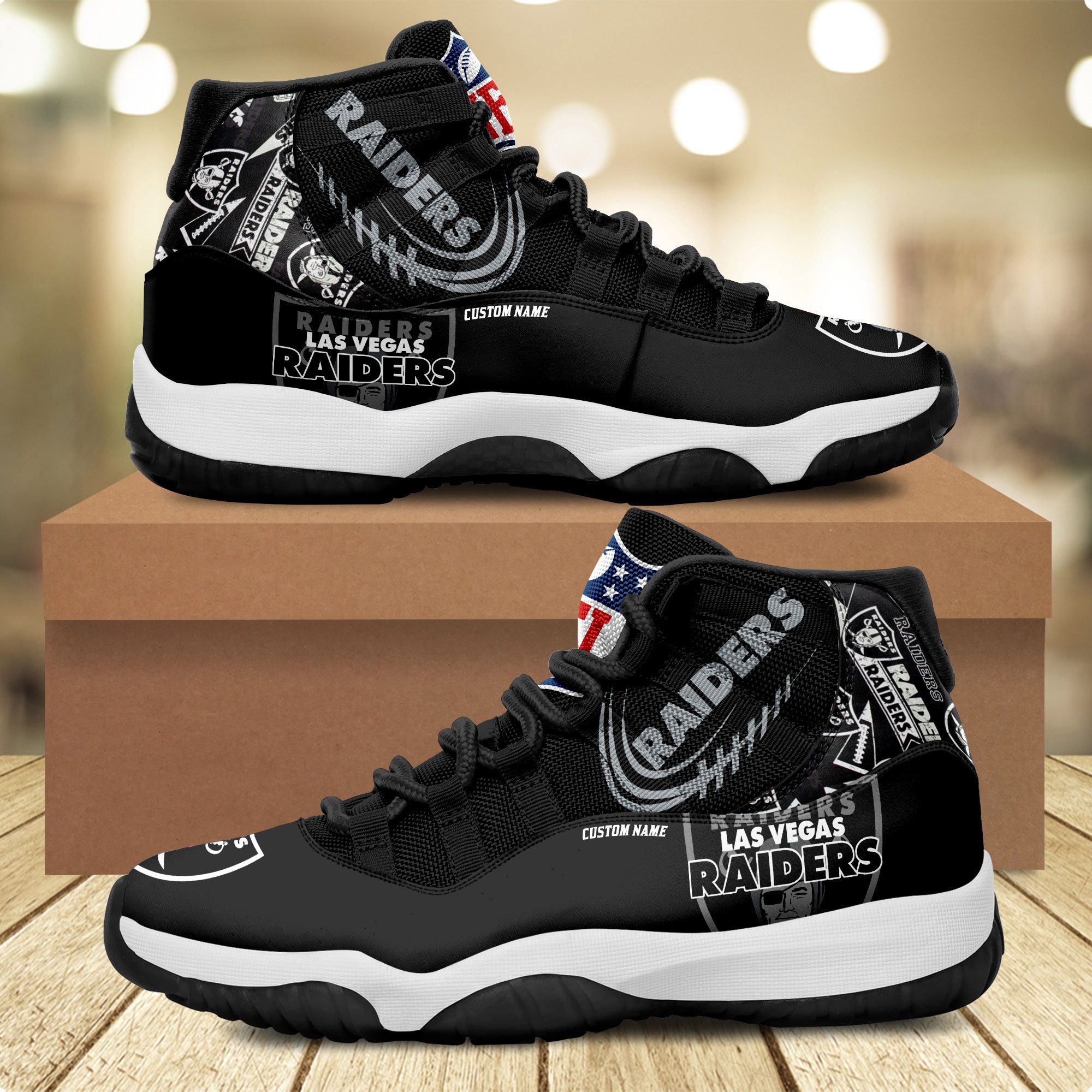 Las-Vegas-Raiders-Personalized-JD11-Sneaker-Basketball-Shoes Las Vegas Raiders Personalized JD11 Sneaker Basketball Shoes