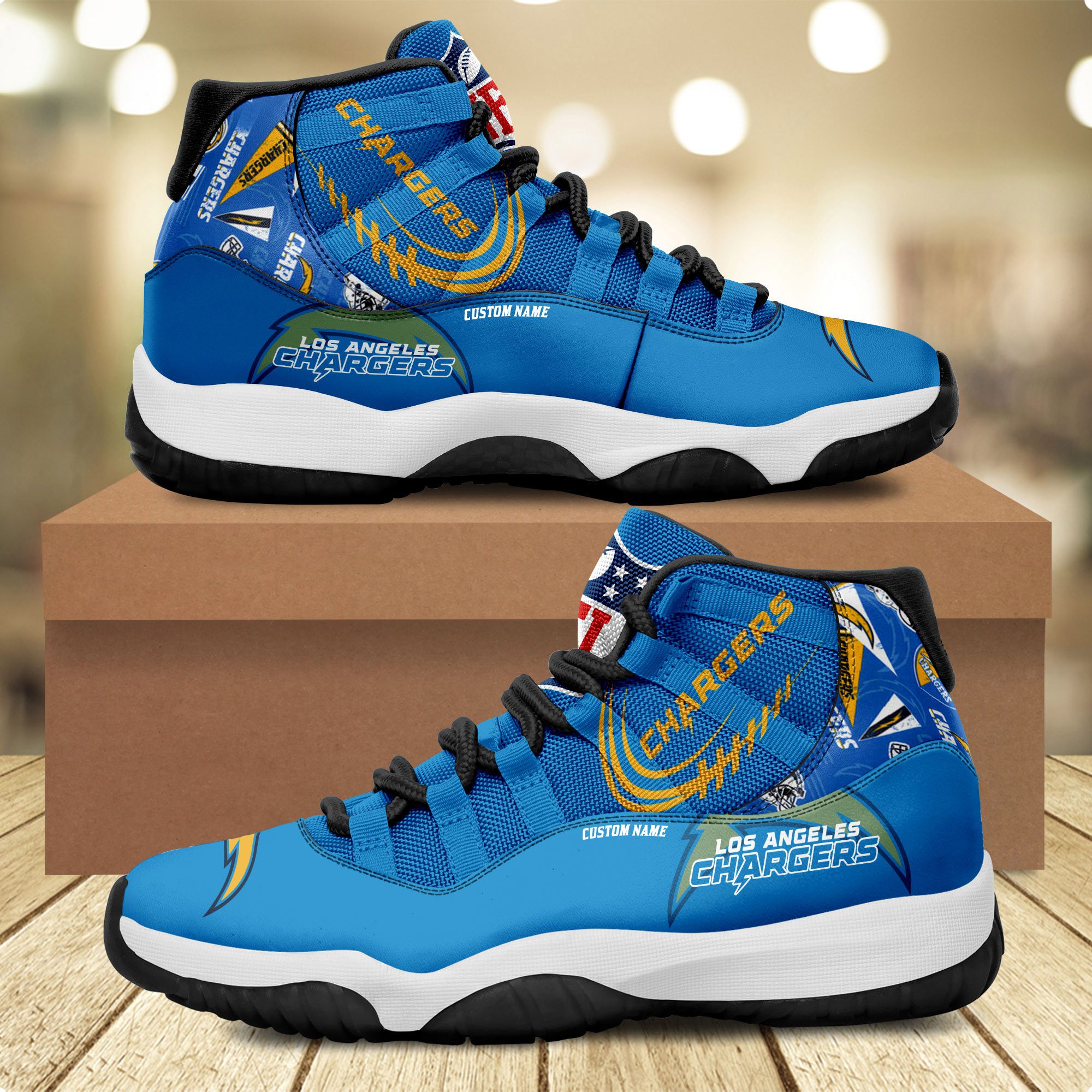 Los-Angeles-Chargers-Personalized-JD11-Sneaker-Basketball-Shoes Los Angeles Chargers Personalized JD11 Sneaker Basketball Shoes