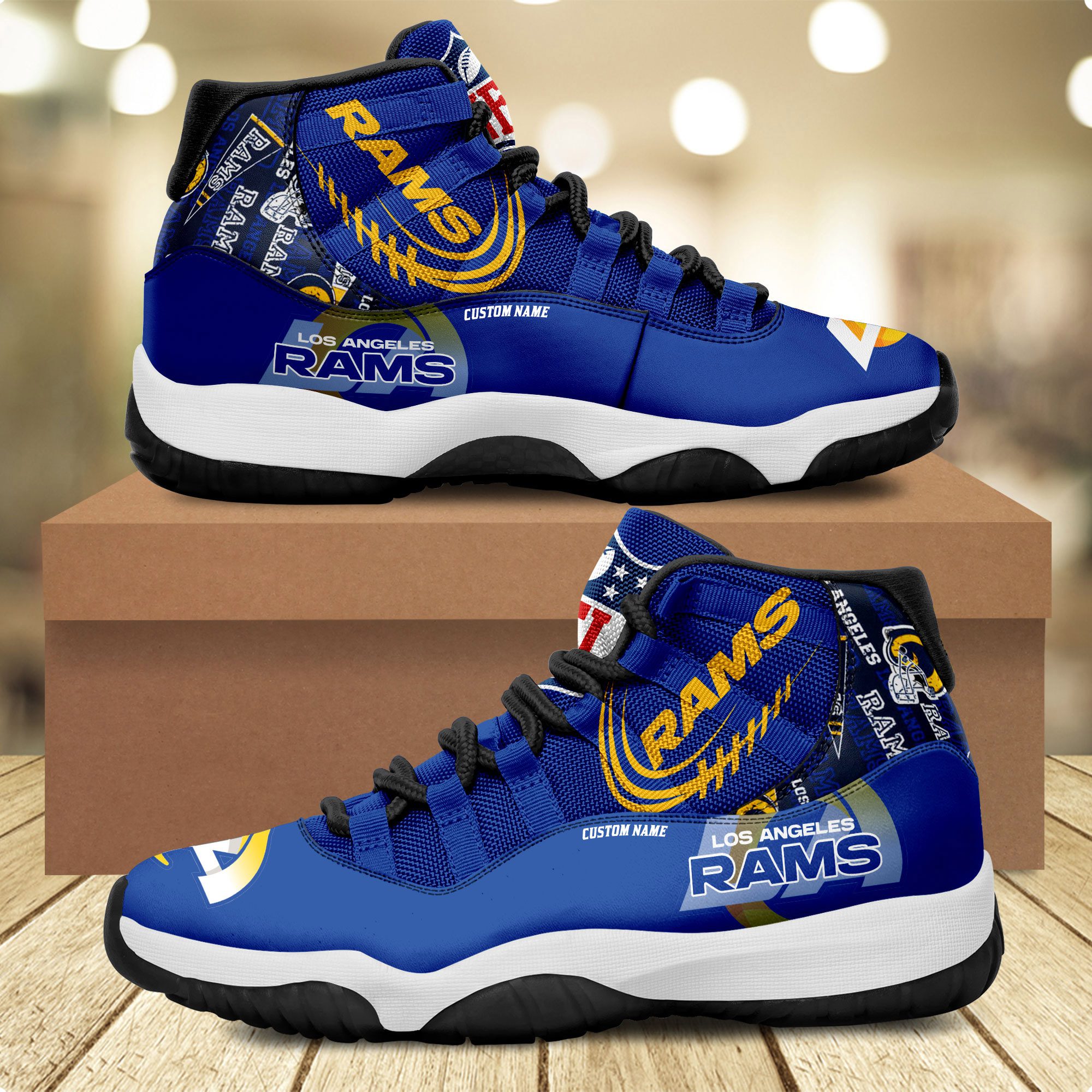 Los-Angeles-Rams-Personalized-JD11-Sneaker-Basketball-Shoes Los Angeles Rams Personalized JD11 Sneaker Basketball Shoes