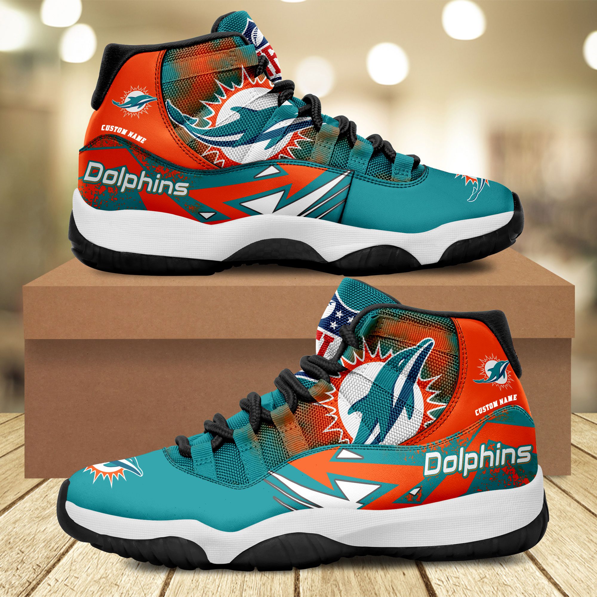 Miami-Dolphins-Big-Logo-NFL-Personalized-JD11-Sneaker-Basketball-Shoes Miami Dolphins Big Logo NFL Personalized JD11 Sneaker Basketball Shoes