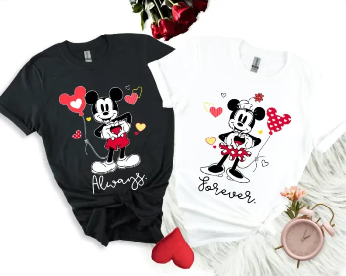 Mickey Minnie Always Forever Disney Couple Valentine Kid Tee - Unisex T-Shirt