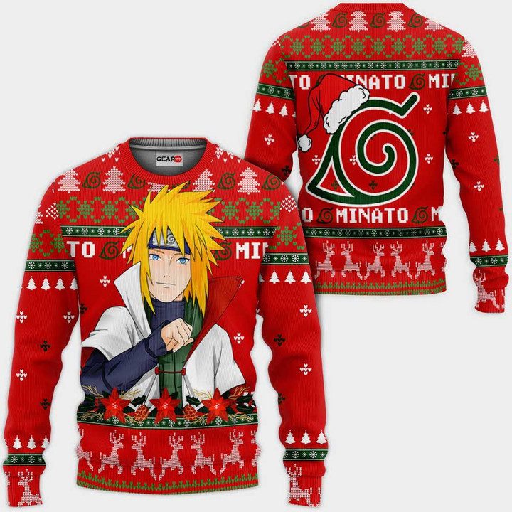 Namikaze-Minato-Ugly-Christmas-Sweater-Pullover-Hoodie-Custom-Anime-Xmas-Gifts Namikaze Minato Ugly Christmas Sweater Pullover Hoodie Custom Anime Xmas Gifts