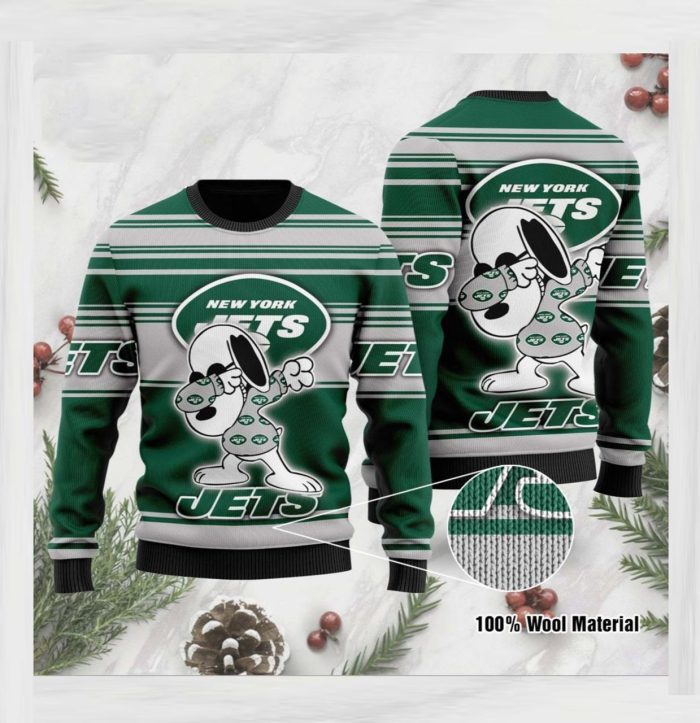 New York Jets Snoopy Ugly Christmas Sweater