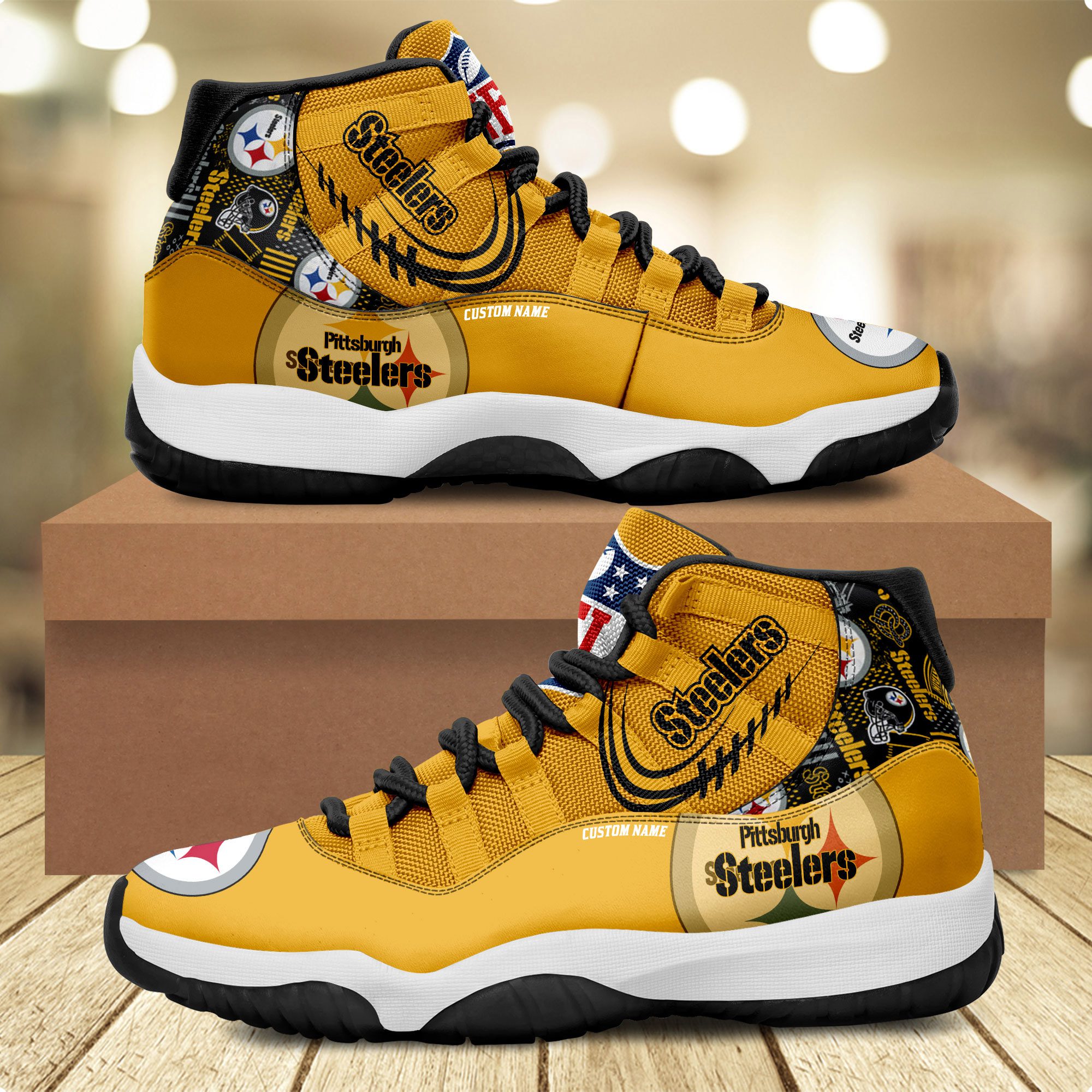 Pittsburgh-Steelers-Personalized-JD11-Sneaker-Basketball-Shoes Pittsburgh Steelers Personalized JD11 Sneaker Basketball Shoes