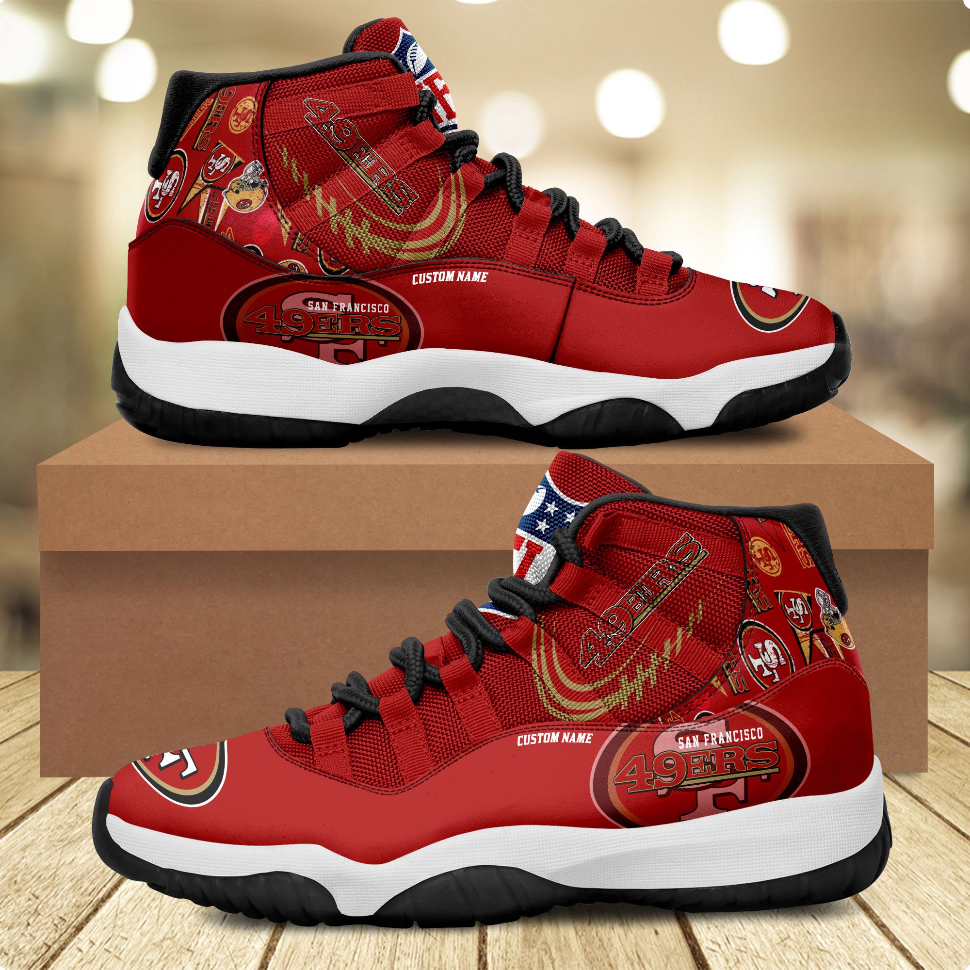 San-Francisco-49Ers-Personalized-JD11-Sneaker-Basketball-Shoes San Francisco 49Ers Personalized JD11 Sneaker Basketball Shoes
