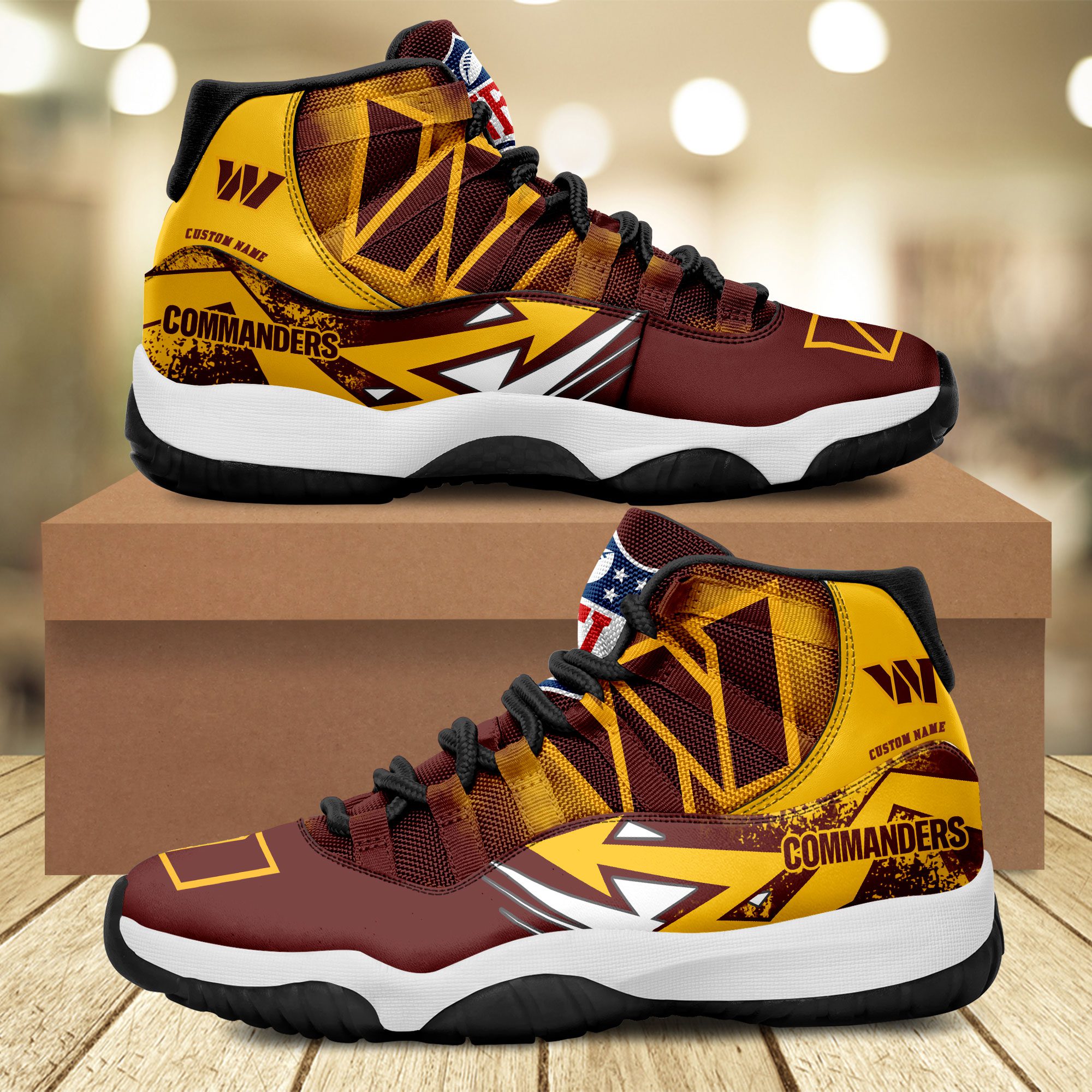 Washington-Commanders-Big-Logo-NFL-Personalized-JD11-Sneaker-Basketball-Shoes Washington Commanders Big Logo NFL Personalized JD11 Sneaker Basketball Shoes