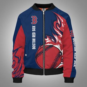 Boston Red Sox Red Blue Unisex Bomber Jacket TBJ4436