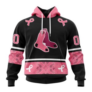 Boston Red Sox Specialized Design In Classic Style With Paisley! In October We Wear Pink Breast Cancer Unisex Pullover Hoodie