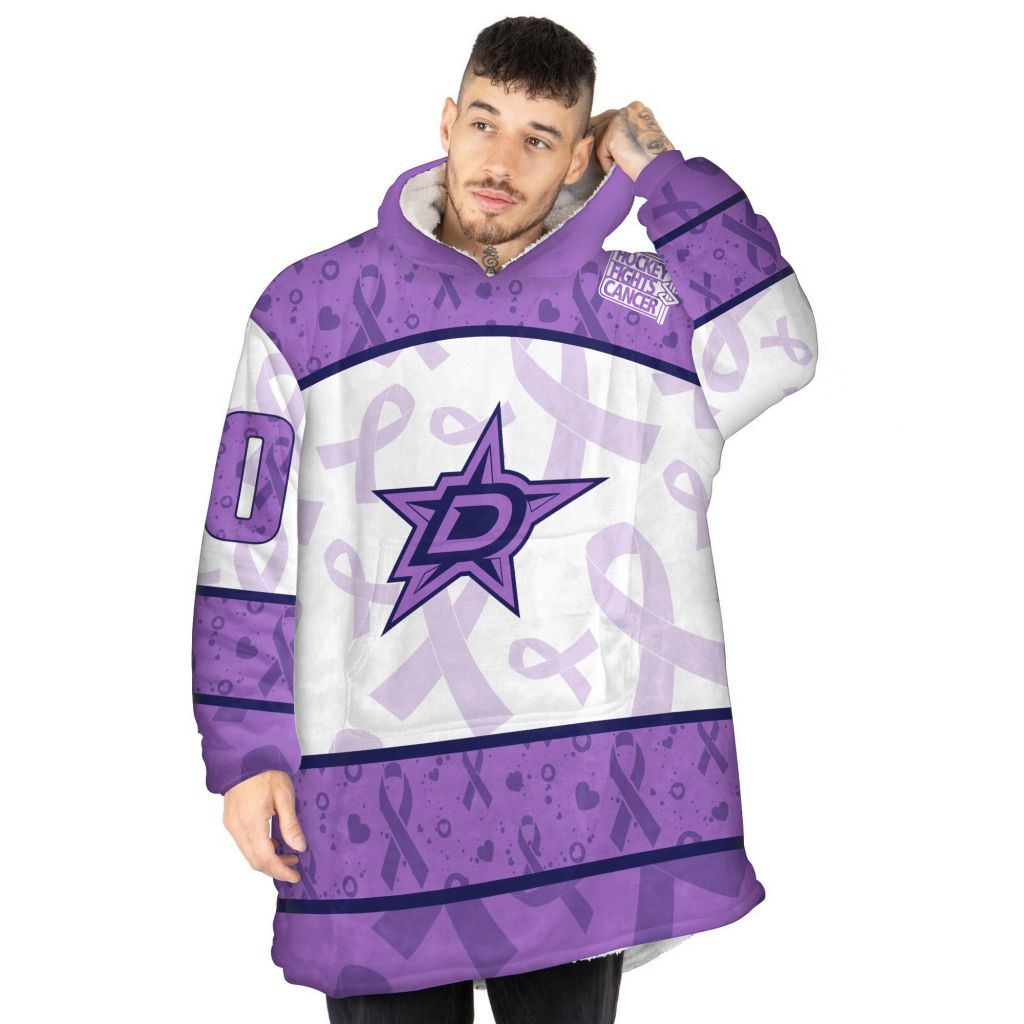 Custom-NHL-Dallas-Stars-Lavender-Hockey-Fights-Cancer-Oodie-Blanket-Hoodie-Wearable-Blanket-1