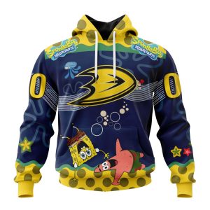 Customized NHL Anaheim Ducks Specialized Jersey With SpongeBob Unisex Pullover Hoodie