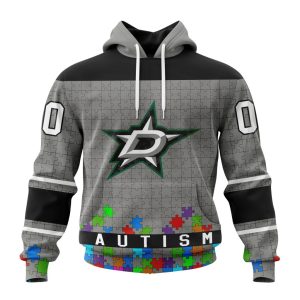 Customized NHL Dallas Stars Hockey Fights Against Autism Unisex Pullover Hoodie