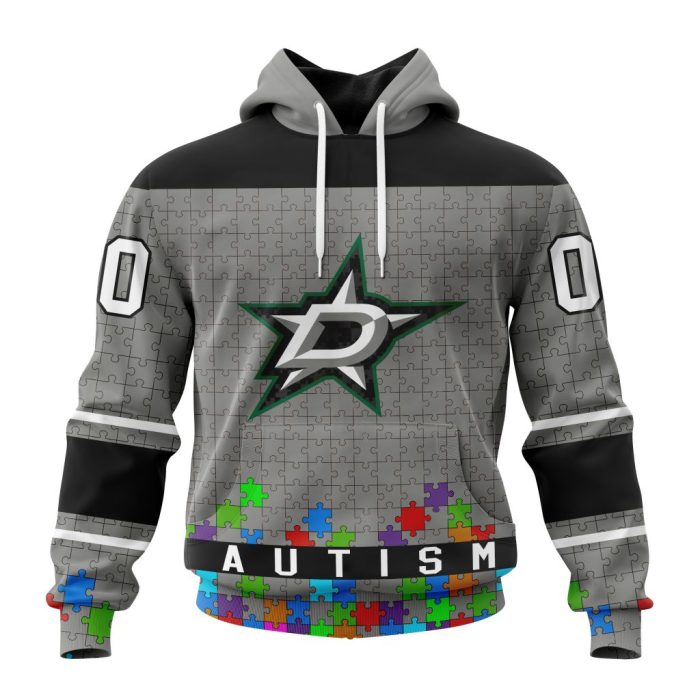 Customized NHL Dallas Stars Hockey Fights Against Autism Unisex Pullover Hoodie