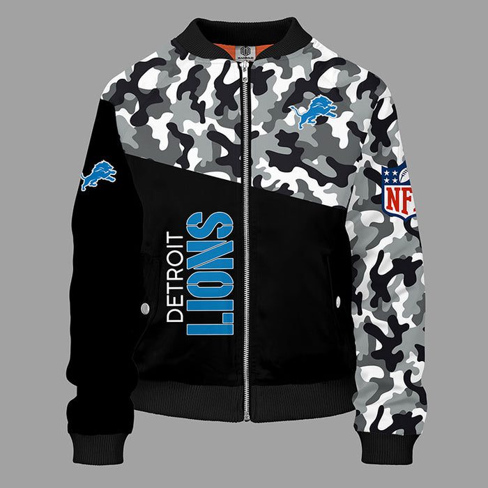 Detroit Lions Camouflage Blue Bomber Jacket TBJ4581 – We sell presents ...