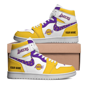 Los Angeles Lakers Personalized NBA AJ1 Nike Sneakers High Top
