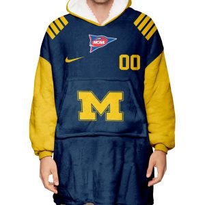 Michigan Wolverines - Personalize Oodie Blanket Hoodie Wearable Blanket