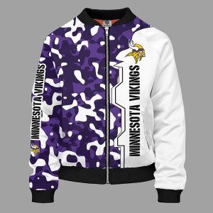 Minnesota Vikings Camouflage Violet Bomber Jacket TBJ4667