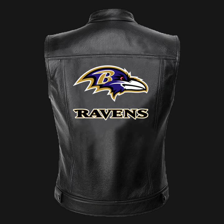 NFL Baltimore Ravens Black Leather Vest Sleeveless Leather Jacket – We ...