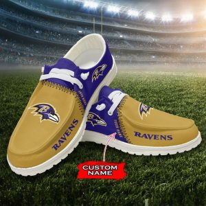 NFL Baltimore Ravens Hey Dude Shoes Wally Lace Up Loafers Moccasin Slippers HDS1685
