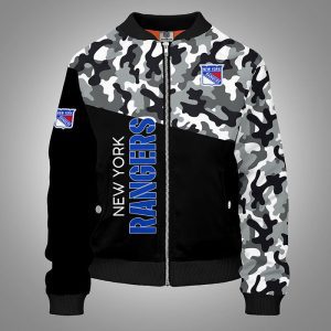 New York Rangers Camouflage Black Bomber Jacket TBJ4921