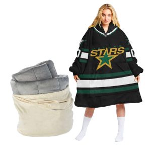 Personalized NHL Dallas Stars Retro Classic Oodie Blanket Hoodie Wearable Blanket