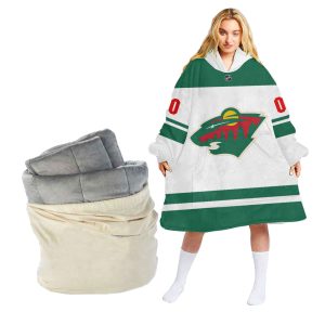 Personalized NHL Minnesota Wild Retro Classic Oodie Blanket Hoodie Wearable Blanket