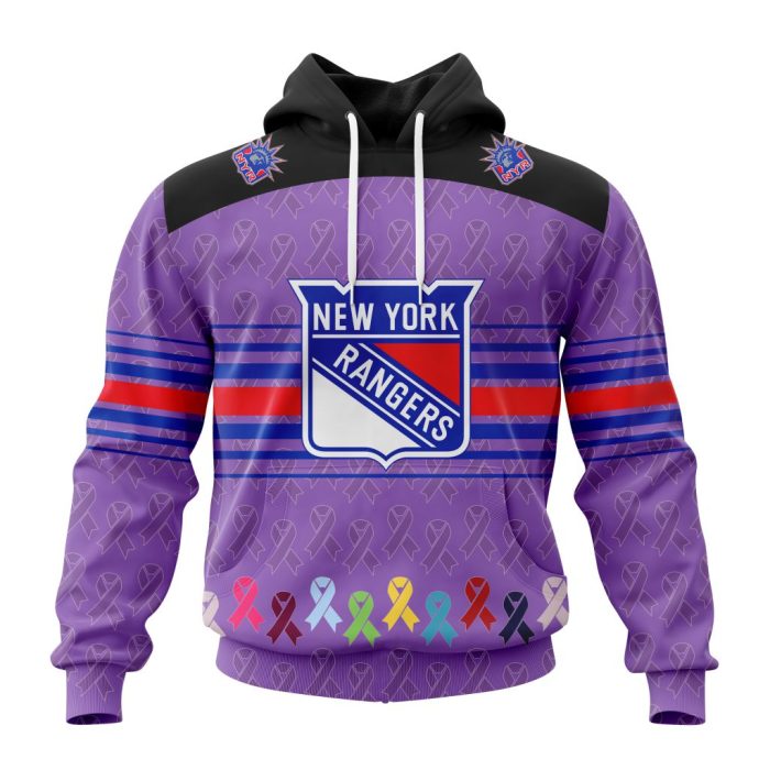 Personalized NHL New York Rangers Specialized Design Fights Cancer Unisex Pullover Hoodie