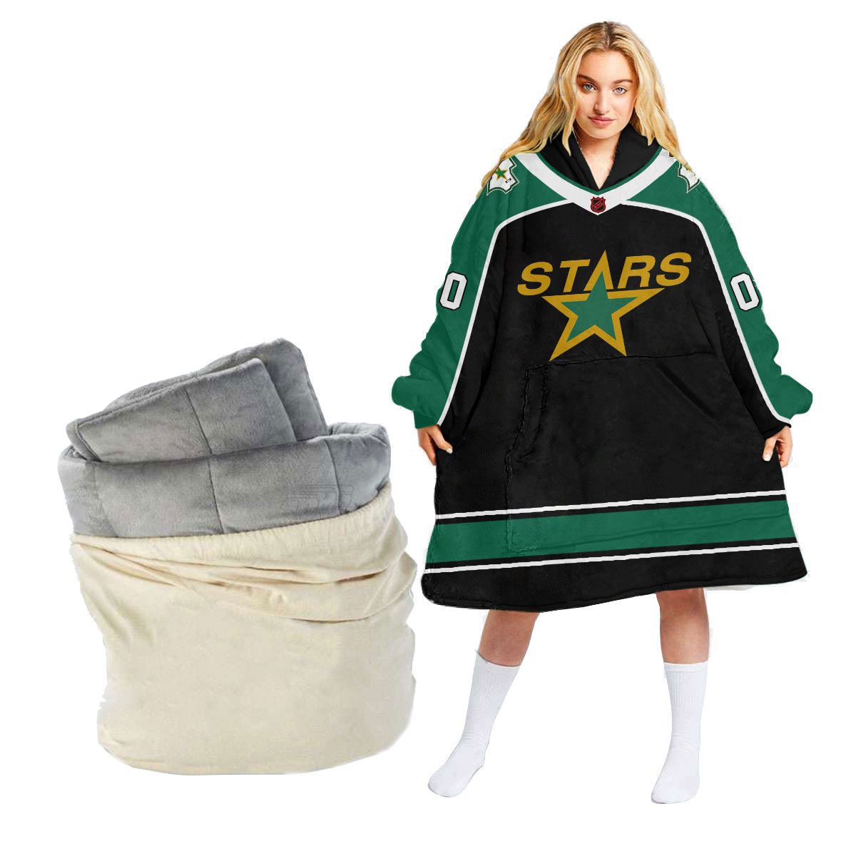Personalized-NHL-Reverse-Retro-jerseys-Dallas-Stars-Oodie-Blanket-Hoodie-Wearable-Blanket Personalized NHL Reverse Retro jerseys Dallas Stars Oodie Blanket Hoodie Wearable Blanket