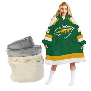 Personalized NHL Reverse Retro jerseys Minnesota Wild Oodie Blanket Hoodie Wearable Blanket