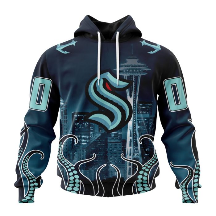 Personalized NHL Seattle Kraken With Space Needle Unisex Pullover Hoodie