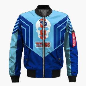 Tennessee Titans Skull Blue Bomber Jacket TBJ4803