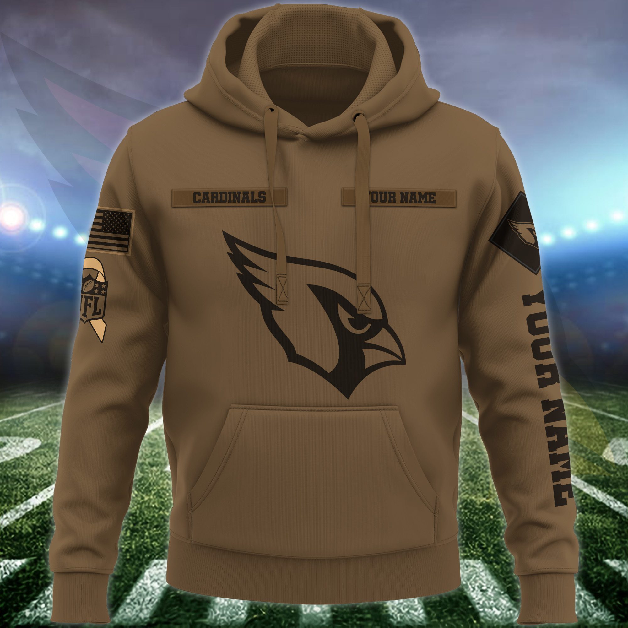Arizona-Cardinals-NFL-Brown-Salute-To-Service-2023-Veteran-3D-Hoodie-Custom-Your-Name-HSL1129-1