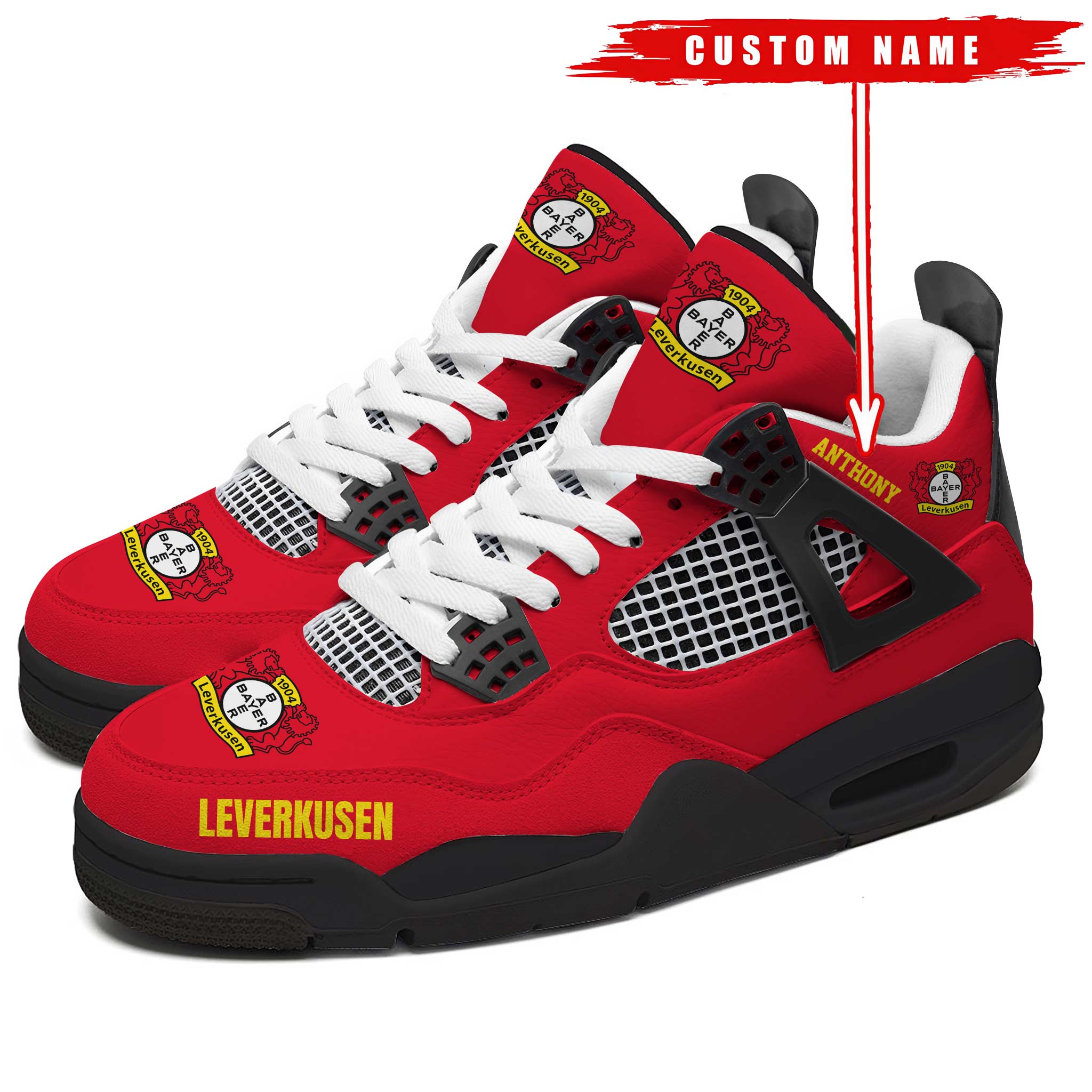 Bayer-04-Leverkusen-Bundesliga-Premium-Sneaker-Jordan-4-Personalized-Name-Shoes-JD4691 Bayer 04 Leverkusen Bundesliga Premium Sneaker Jordan 4 Personalized Name Shoes JD4691