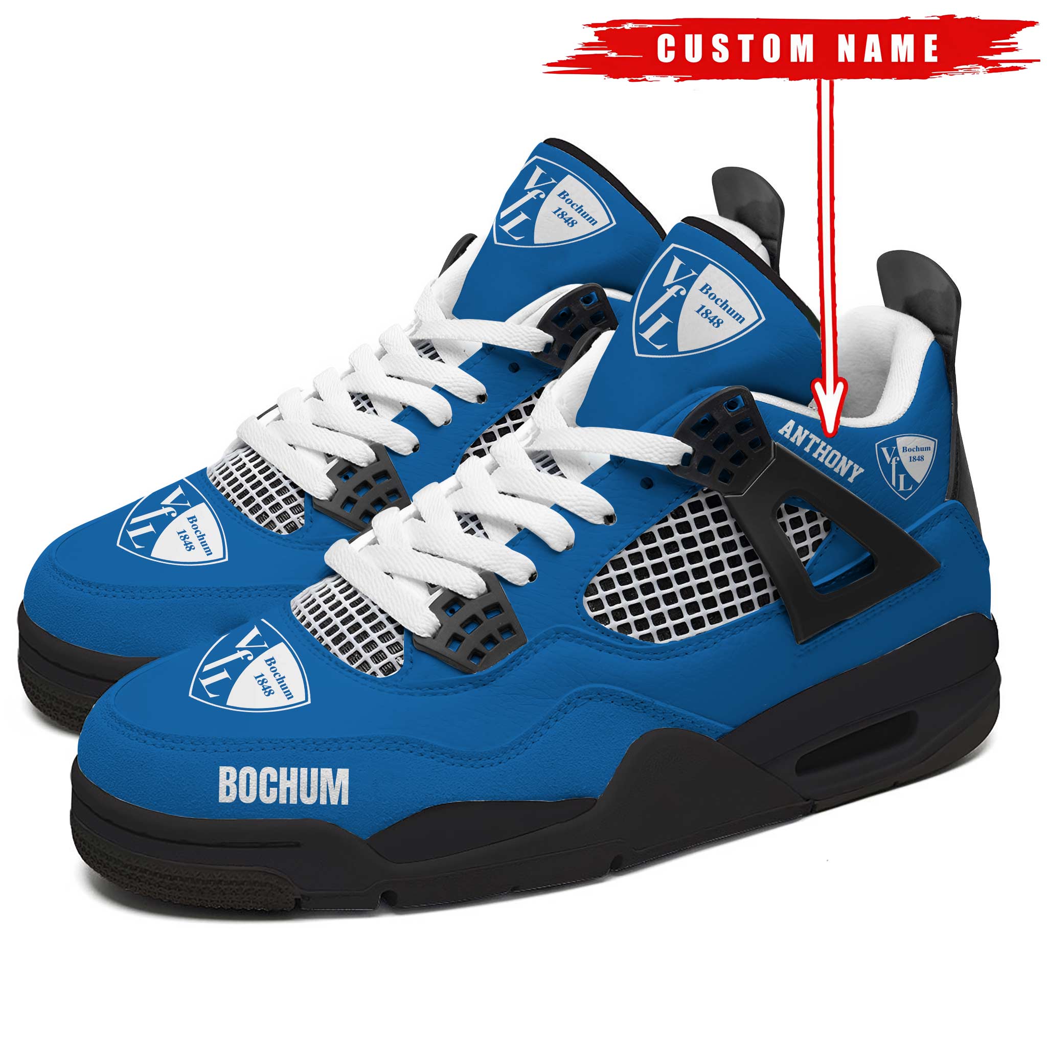 Bochum-Bundesliga-Premium-Sneaker-Jordan-4-Personalized-Name-Shoes-JD4692 Bochum Bundesliga Premium Sneaker Jordan 4 Personalized Name Shoes JD4692