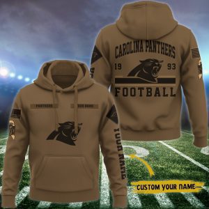 Carolina Panthers NFL Brown Salute To Service 2023 Veteran 3D Hoodie Custom Your Name HSL1133
