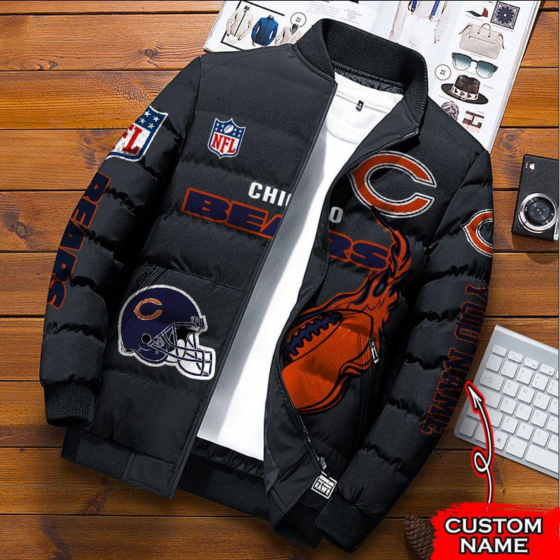 Chicago-Bears-NFL-Premium-Puffer-Down-Jacket-Personalized-Name Chicago Bears NFL Premium Puffer Down Jacket Personalized Name