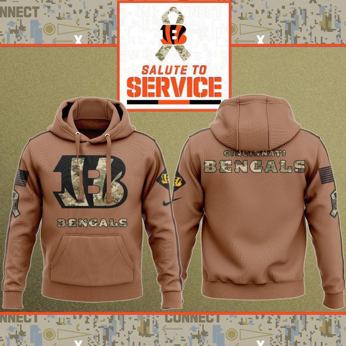 Cincinnati Bengals NFL Salute To Service 2023 Veteran New Logo 3D Hoodie HSL1071