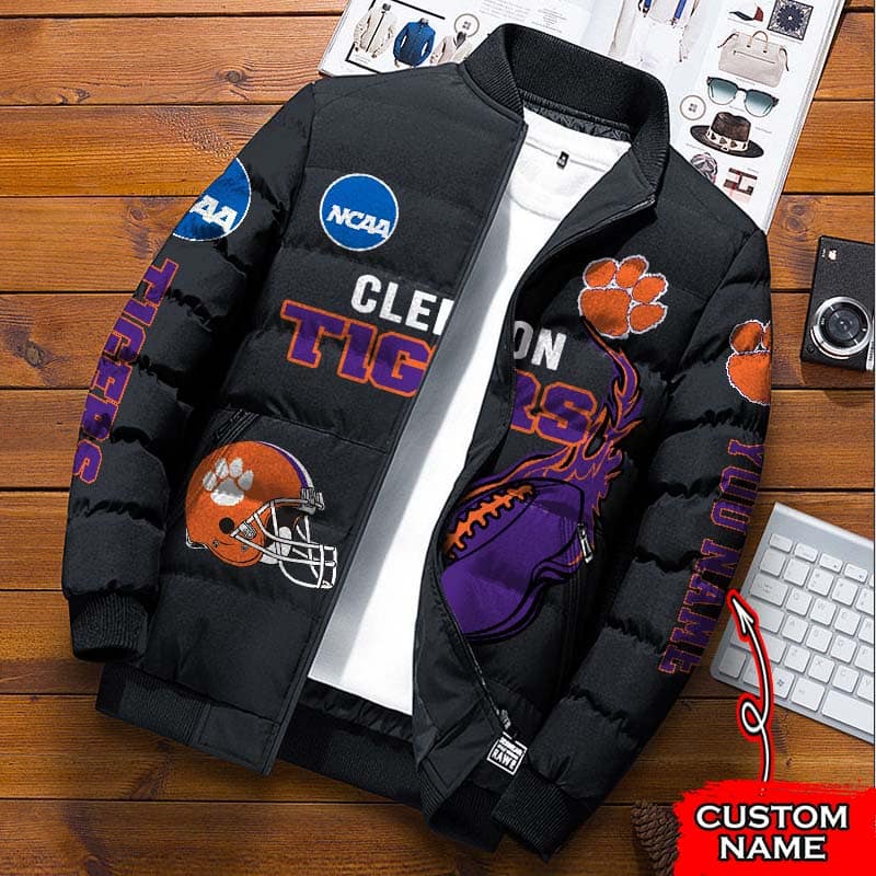 Clemson-Tigers-NCAA-Premium-Puffer-Down-Jacket-Personalized-Name Clemson Tigers NCAA Premium Puffer Down Jacket Personalized Name