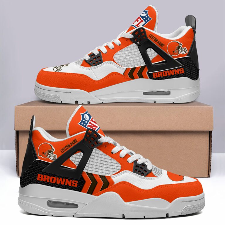 Cleveland-Browns-NFL-Premium-Jordan-4-Sneaker-Personalized-Name-Shoes-JD4724 Cleveland Browns NFL Premium Jordan 4 Sneaker Personalized Name Shoes JD4724