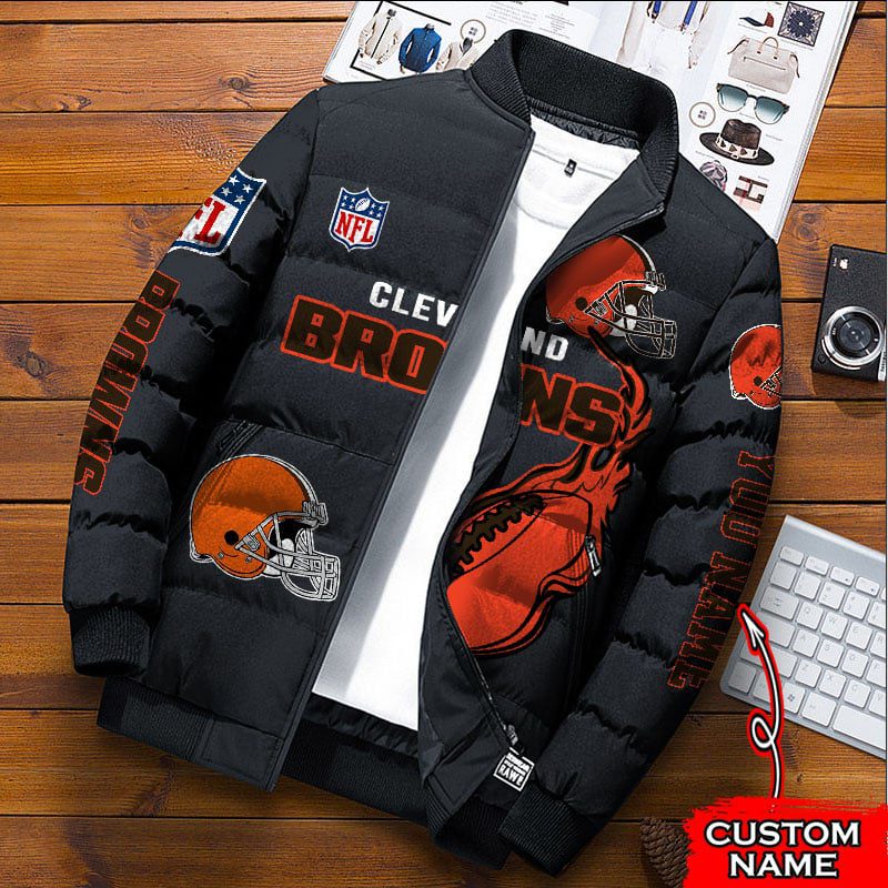 Cleveland-Browns-NFL-Premium-Puffer-Down-Jacket-Personalized-Name Cleveland Browns NFL Premium Puffer Down Jacket Personalized Name