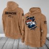 Denver Broncos NFL Brown Distressed Logo Salute To Service 2023 3D Hoodie HSL1042