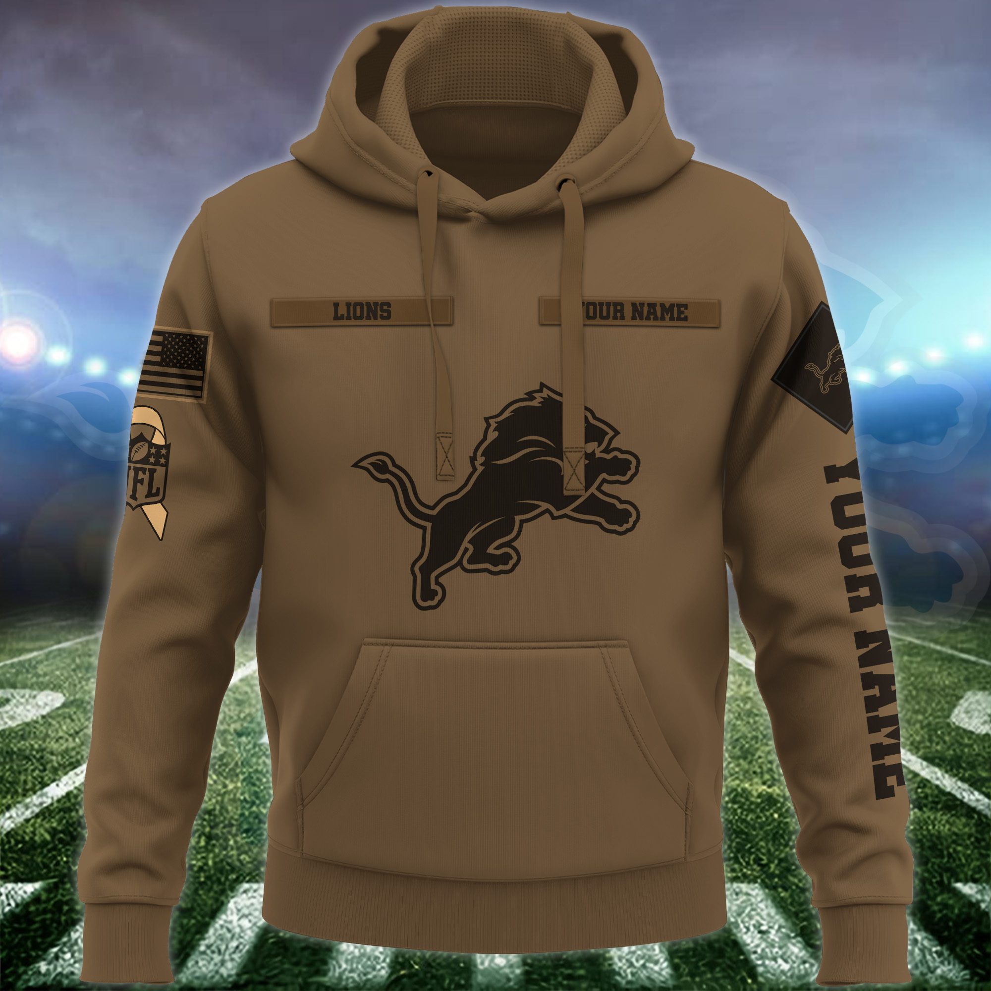 Detroit-Lions-NFL-Brown-Salute-To-Service-2023-Veteran-3D-Hoodie-Custom-Your-Name-HSL1139-1