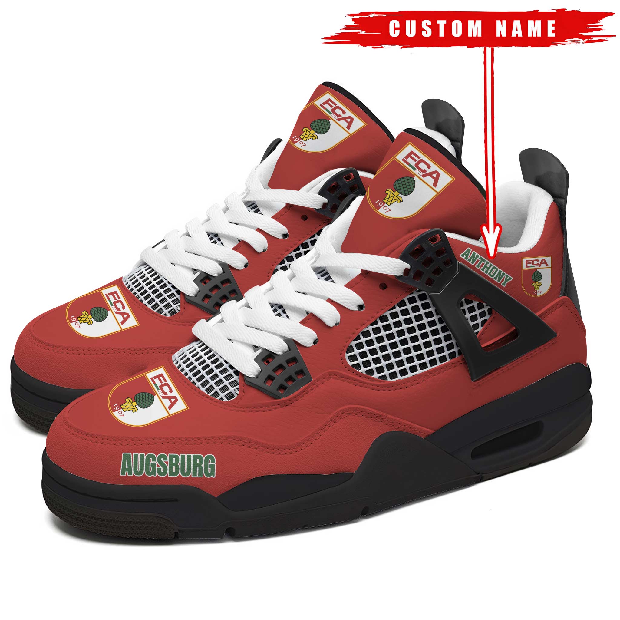 FC-Augsburg-Bundesliga-Premium-Sneaker-Jordan-4-Personalized-Name-Shoes-JD4696 FC Augsburg Bundesliga Premium Sneaker Jordan 4 Personalized Name Shoes JD4696