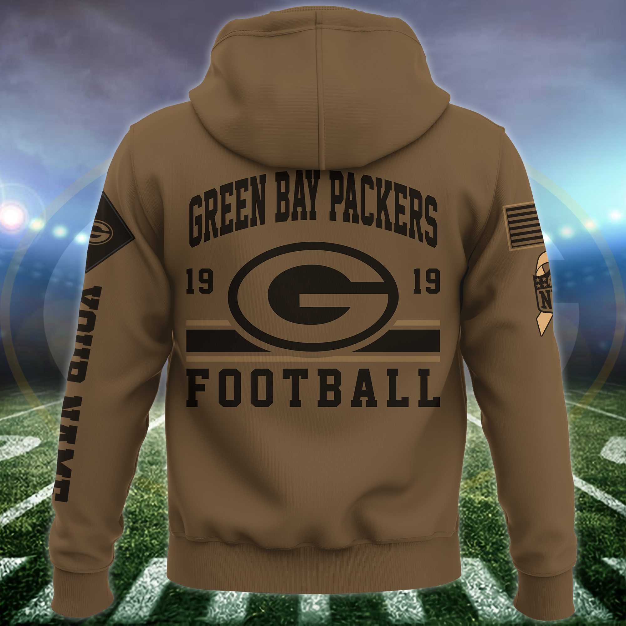 Green-Bay-Packers-NFL-Brown-Salute-To-Service-2023-Veteran-3D-Hoodie-Custom-Your-Name-HSL1140-2