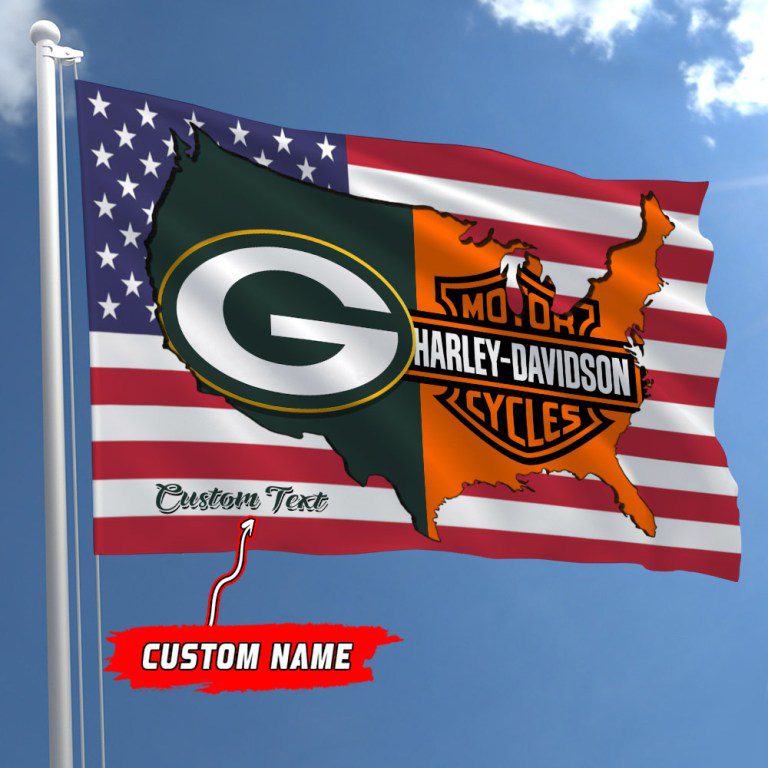 Green-Bay-Packers-NFL-Harley-Davidson-Fly-Flag-Outdoor-Flag-FI464 Green Bay Packers NFL Harley Davidson Fly Flag Outdoor Flag FI464