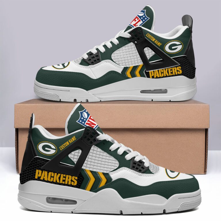 Green-Bay-Packers-NFL-Premium-Jordan-4-Sneaker-Personalized-Name-Shoes-JD4732 Green Bay Packers NFL Premium Jordan 4 Sneaker Personalized Name Shoes JD4732