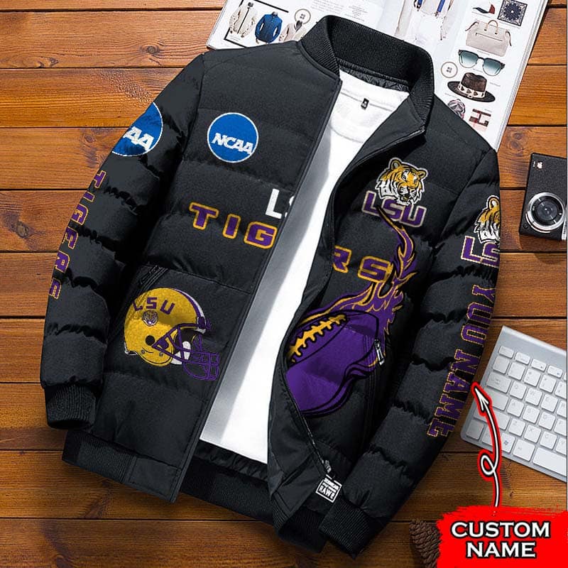 LSU-Tigers-NCAA-Premium-Puffer-Down-Jacket-Personalized-Name LSU Tigers NCAA Premium Puffer Down Jacket Personalized Name